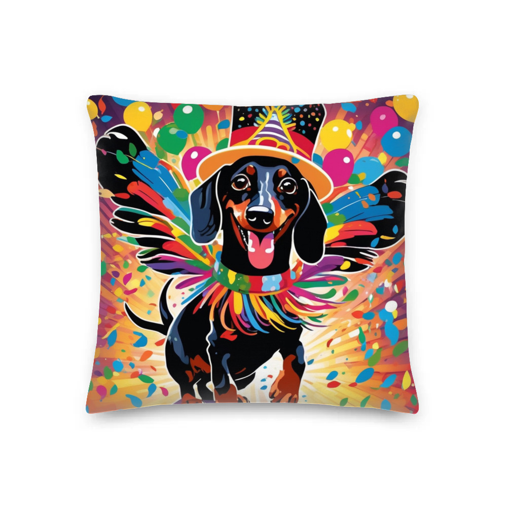 PugMug Custom Black Dachshund Premium Pillow