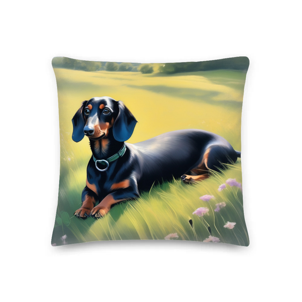 PugMug Custom Black Dachshund Premium Pillow