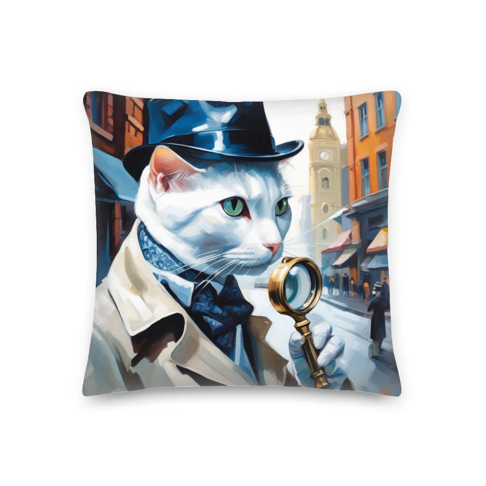 PugMug Custom White Companion Cat Premium Pillow