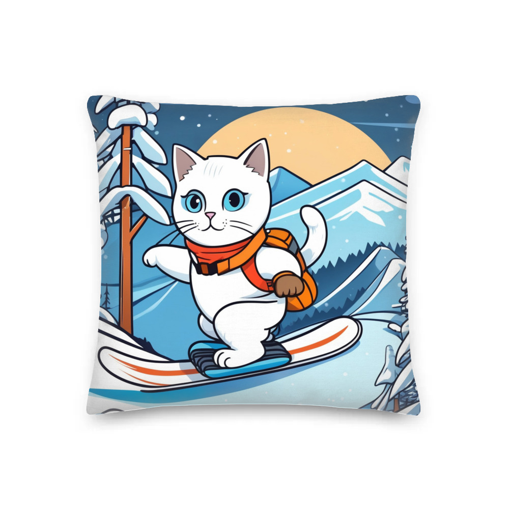 PugMug Custom White Companion Cat Premium Pillow