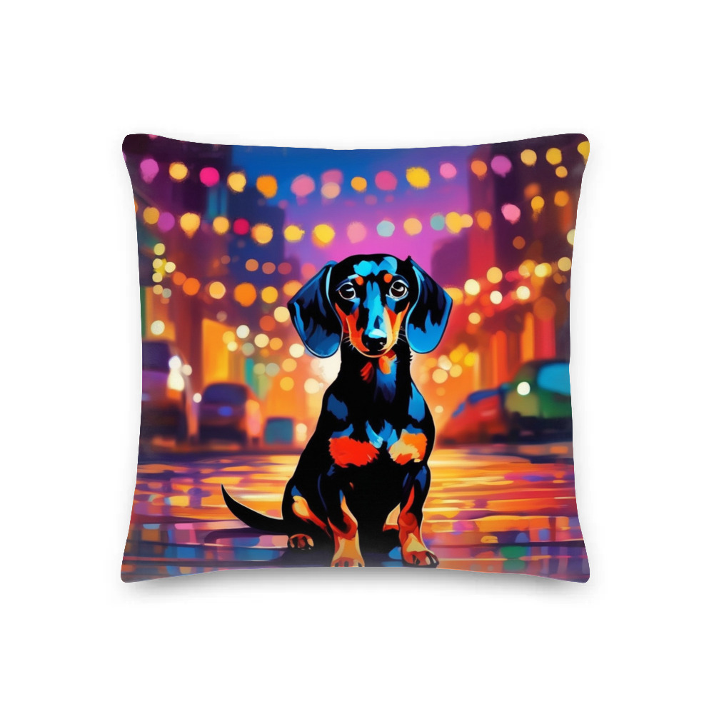 PugMug Custom Black Dachshund Premium Pillow