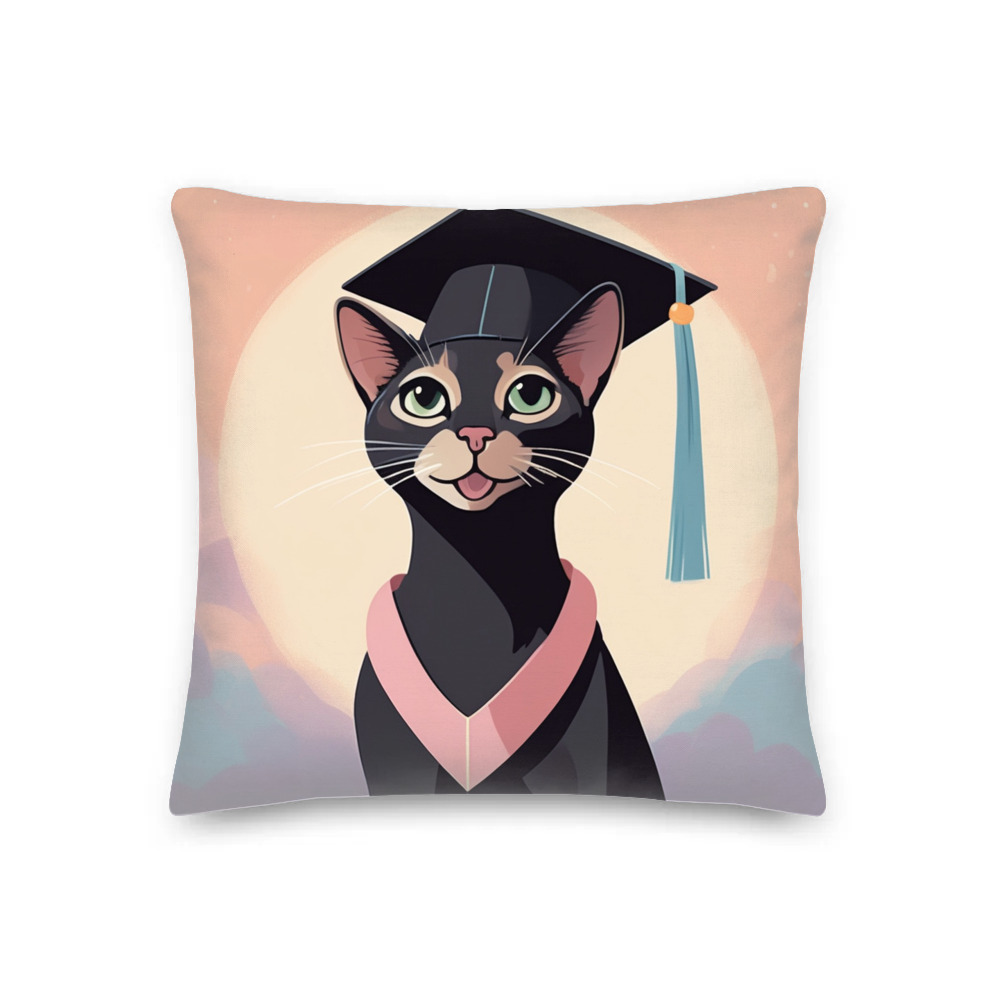 PugMug Custom Black Abyssinian Cat Premium Pillow