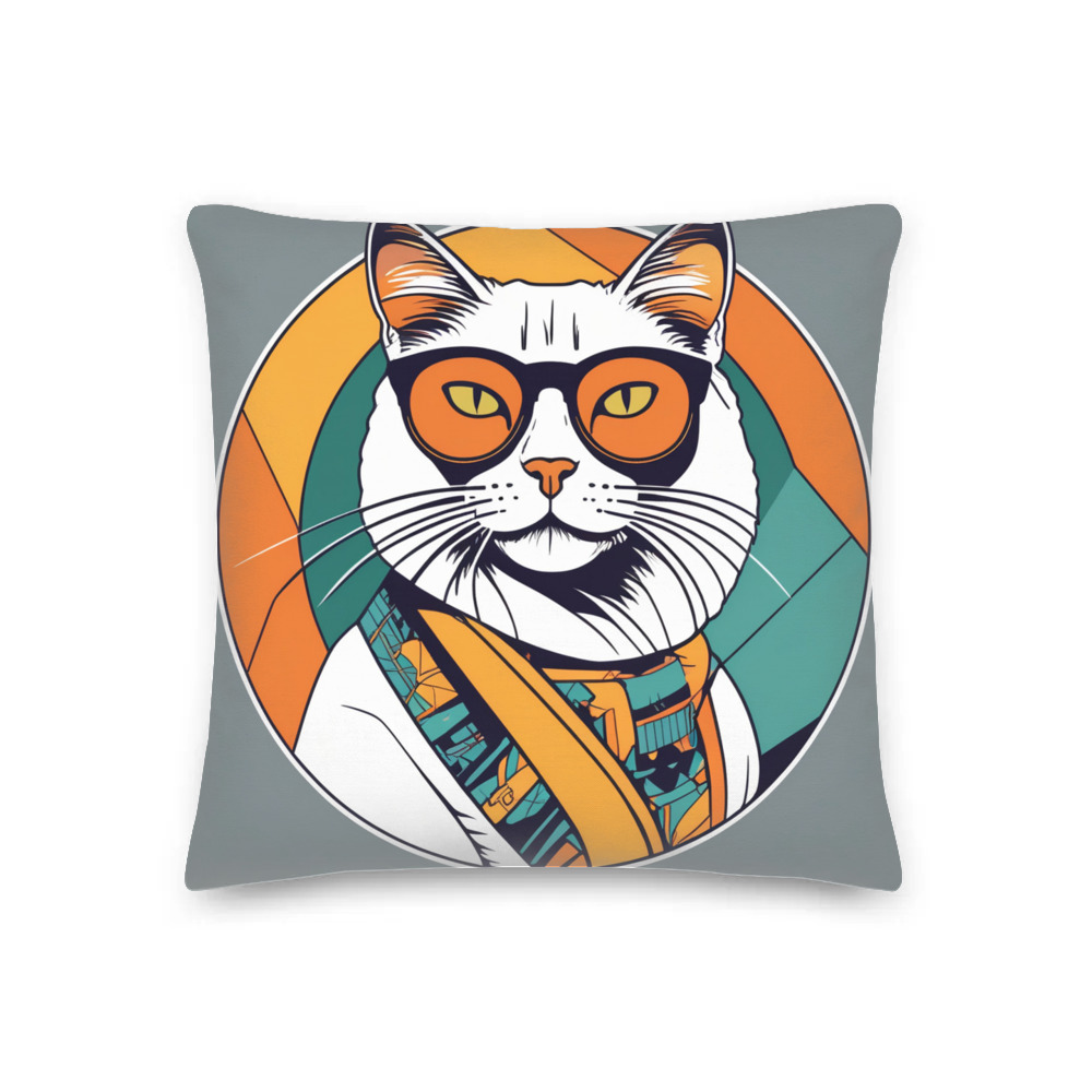 PugMug Custom White Companion Cat Premium Pillow