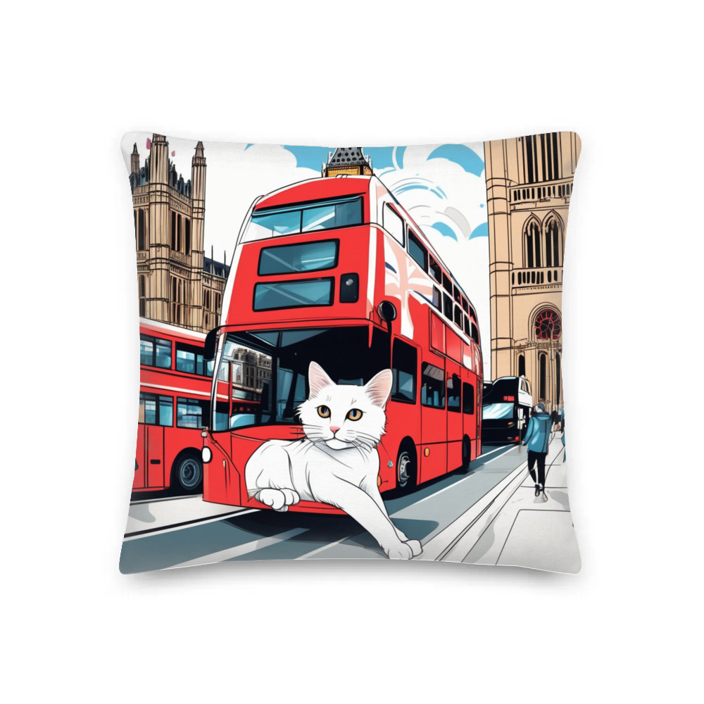 PugMug Custom White Companion Cat Premium Pillow