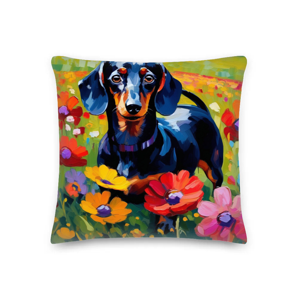 PugMug Custom Black Dachshund Premium Pillow