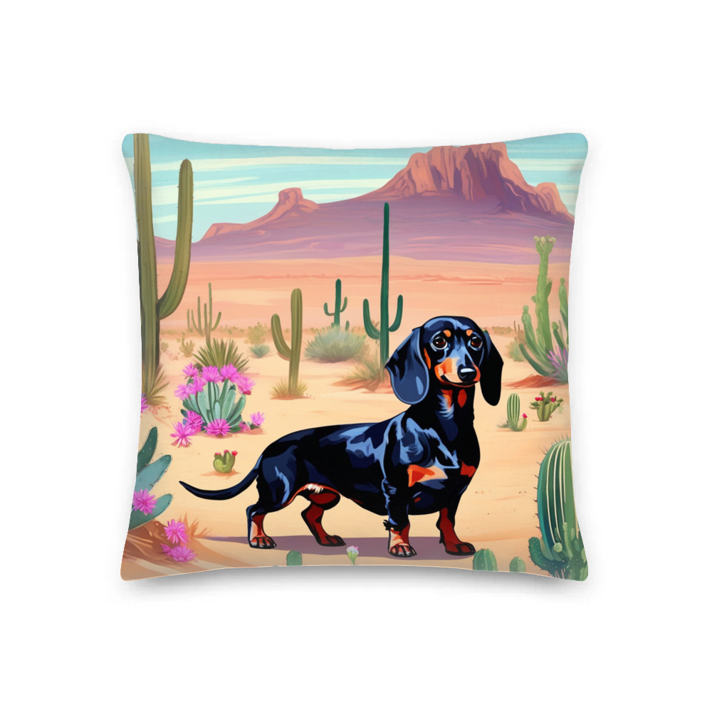 PugMug Custom Black Dachshund Premium Pillow