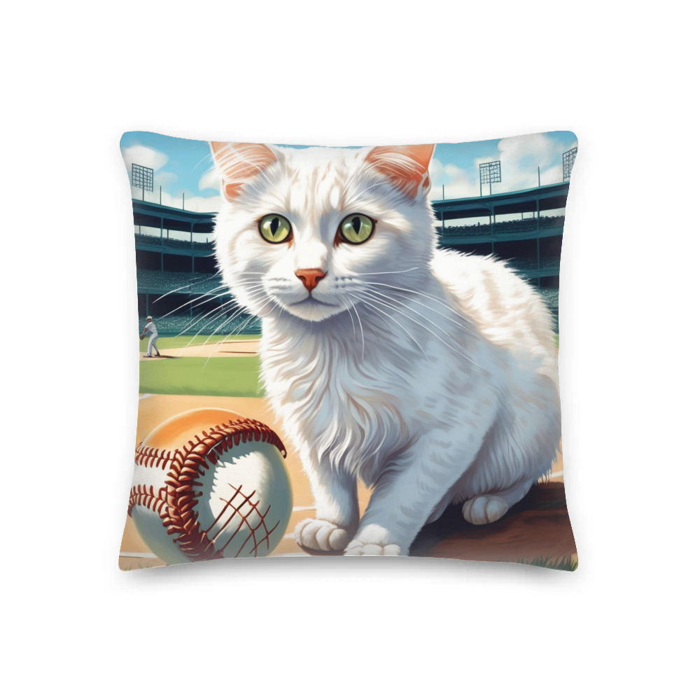 PugMug Custom White Companion Cat Premium Pillow