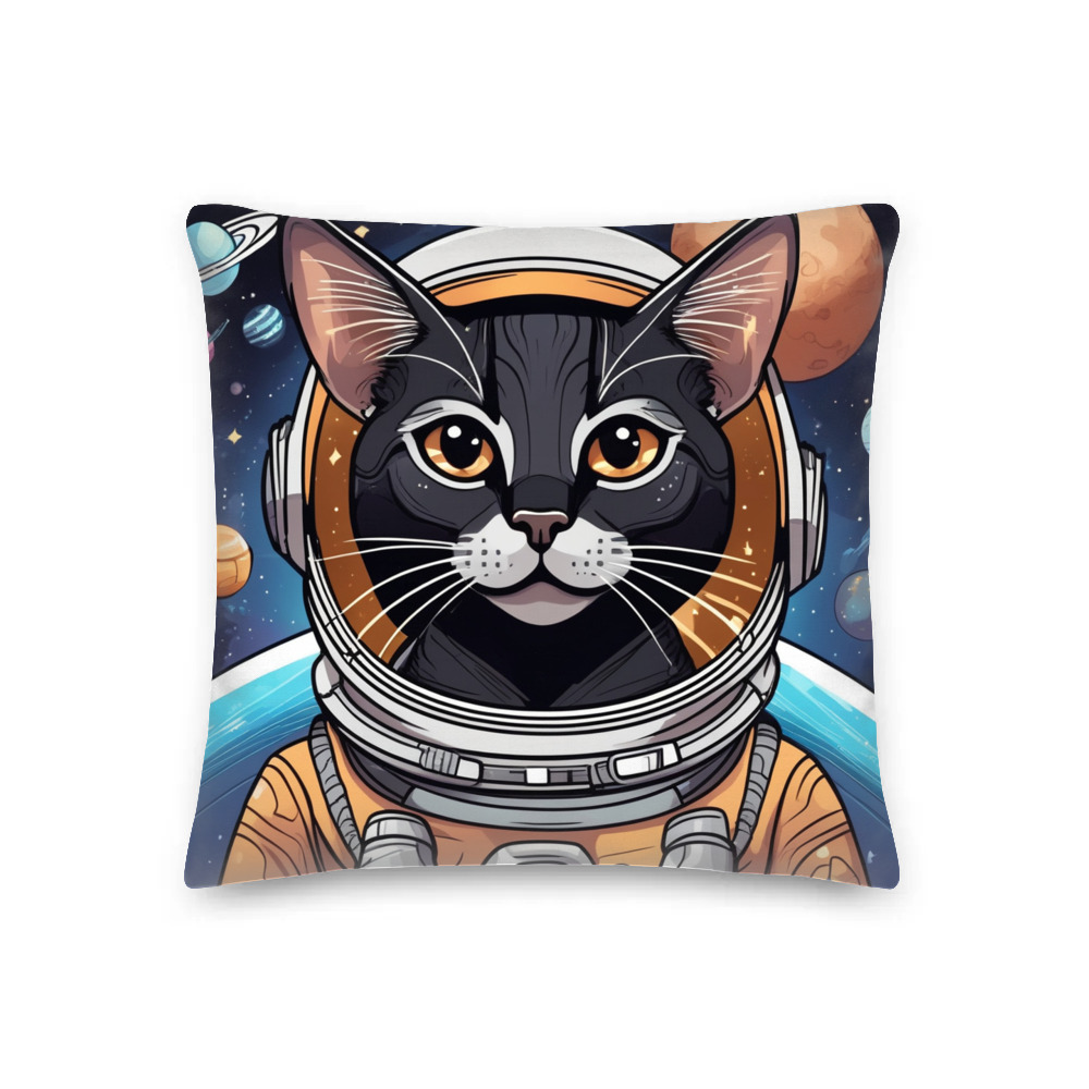 PugMug Custom Black Abyssinian Cat Premium Pillow