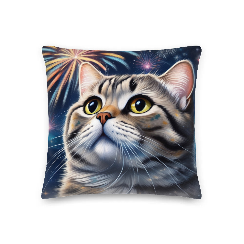 PugMug Custom Tabby Scottish Fold Cat Premium Pillow