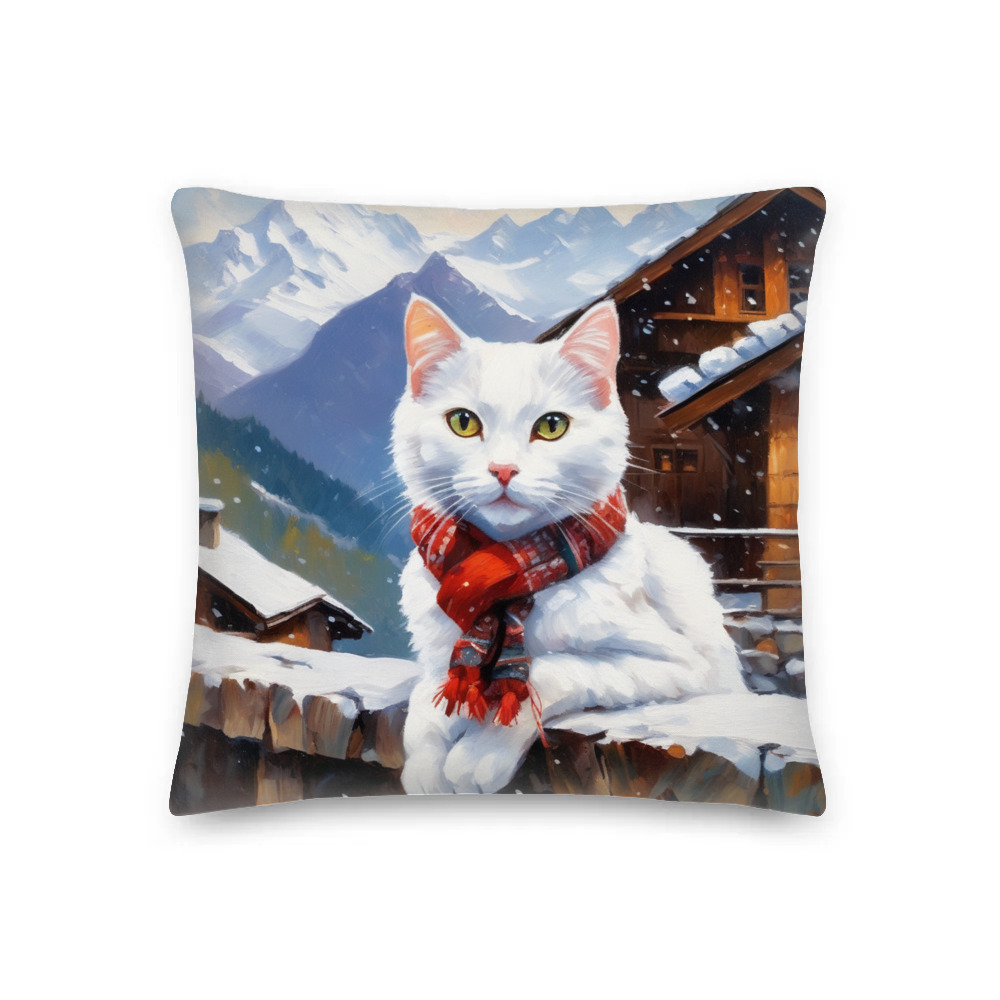 PugMug Custom White Companion Cat Premium Pillow