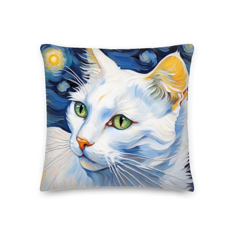PugMug Custom White Companion Cat Premium Pillow