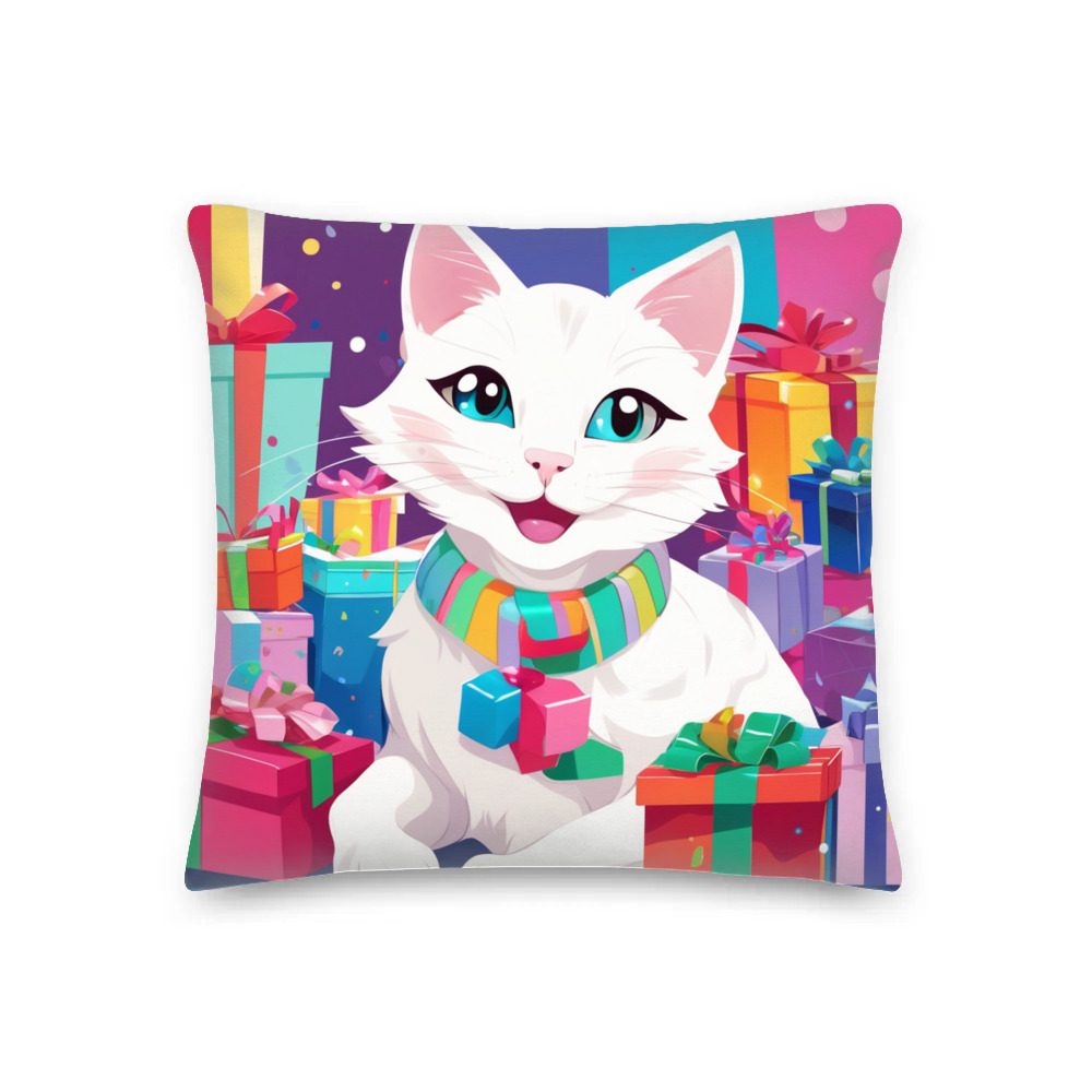 PugMug Custom White Companion Cat Premium Pillow