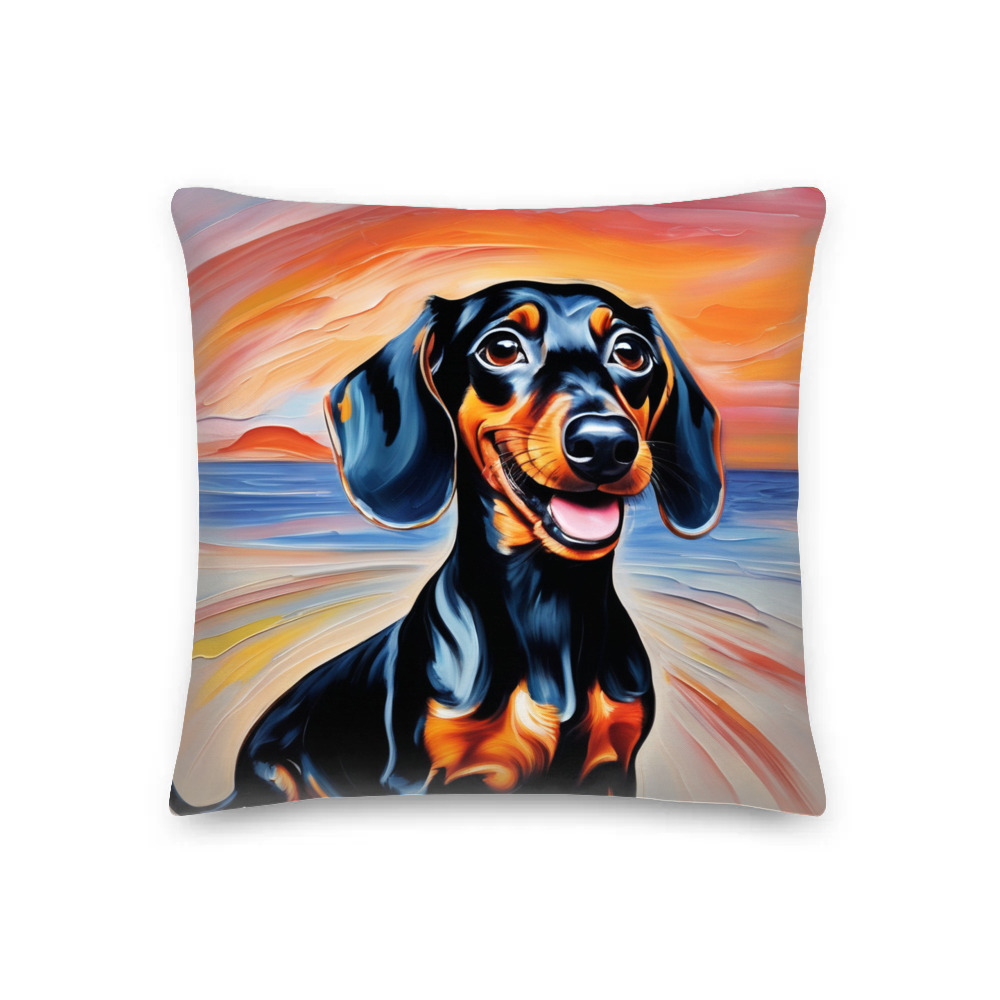 PugMug Custom Black Dachshund Premium Pillow