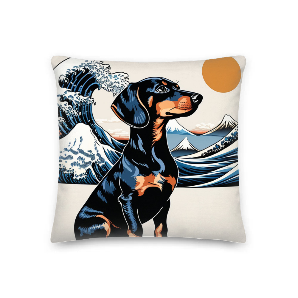 PugMug Custom Black Dachshund Premium Pillow