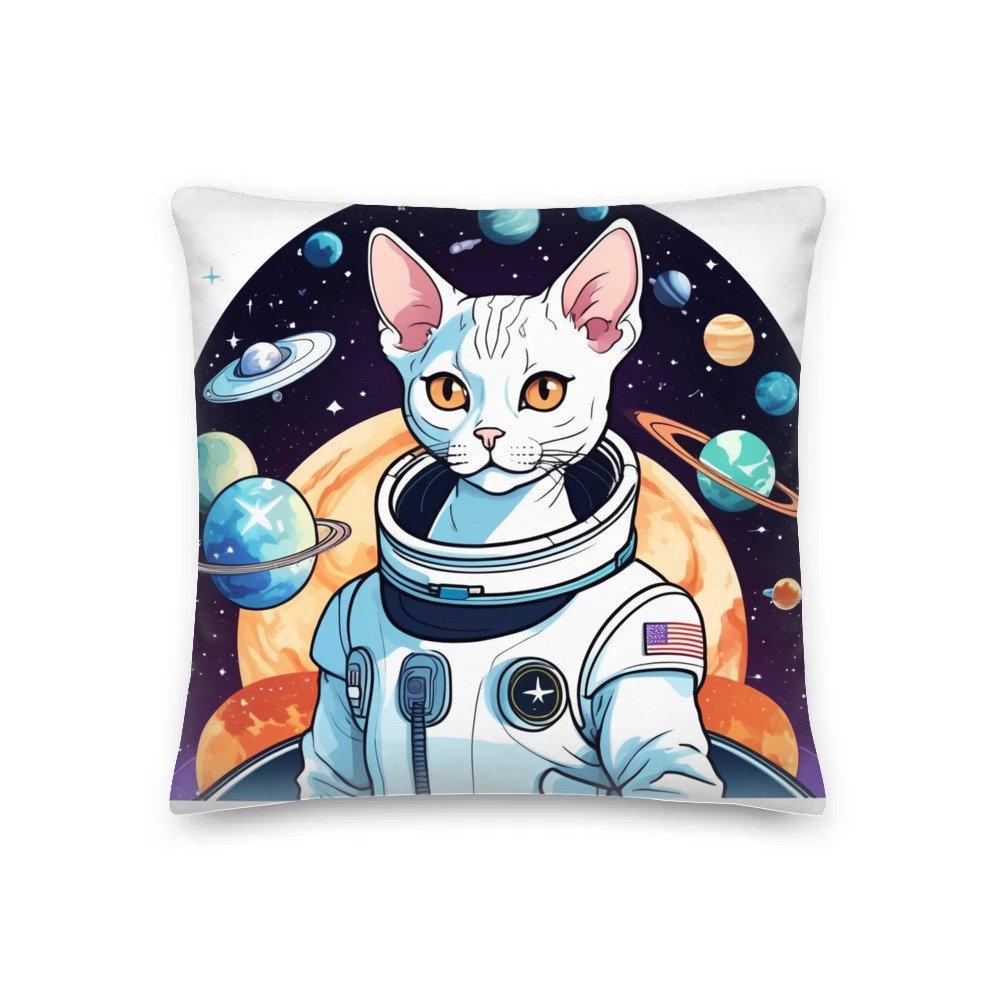 PugMug Custom White Devon Rex Cat Premium Pillow