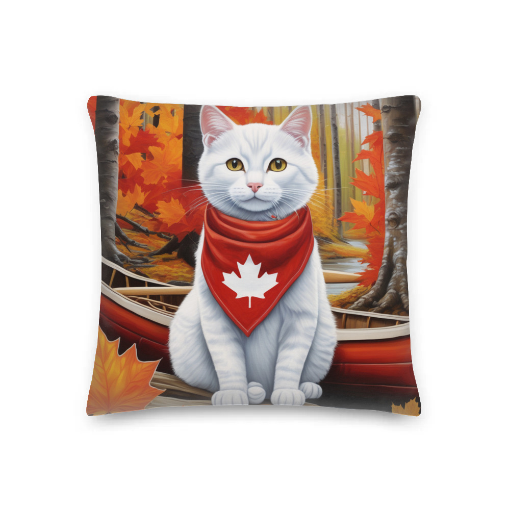 PugMug Custom White Companion Cat Premium Pillow