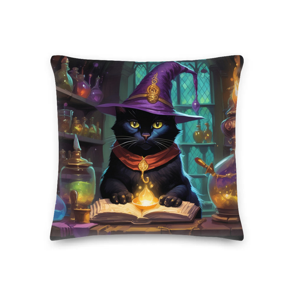 PugMug Custom Black Exotic Cat Premium Pillow