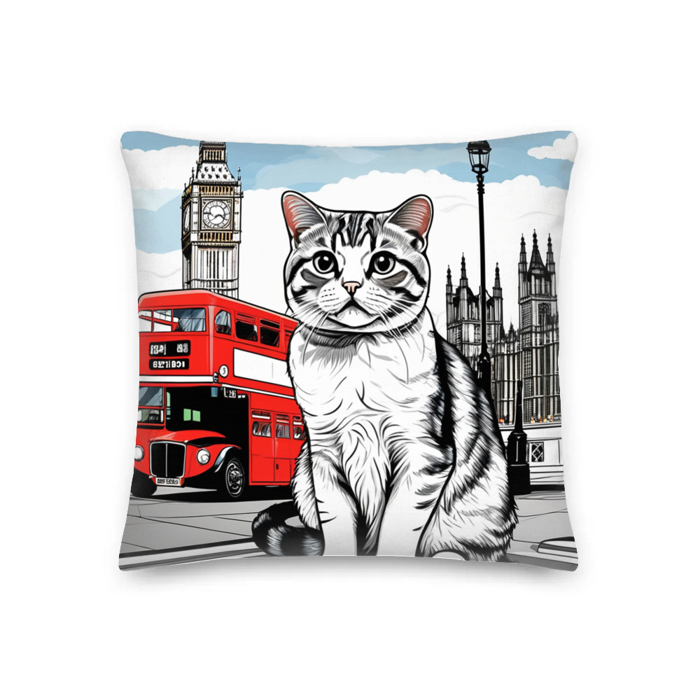 PugMug Custom Tabby Scottish Fold Cat Premium Pillow