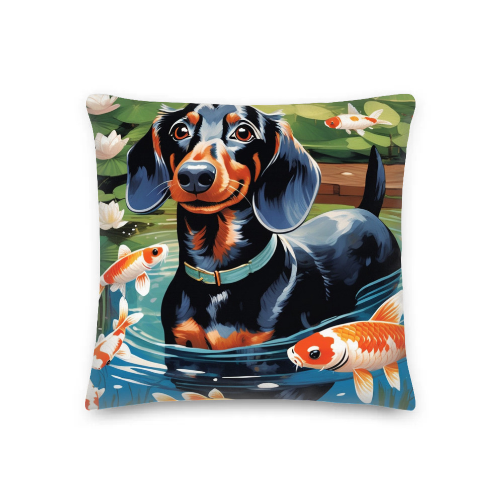 PugMug Custom Black Dachshund Premium Pillow