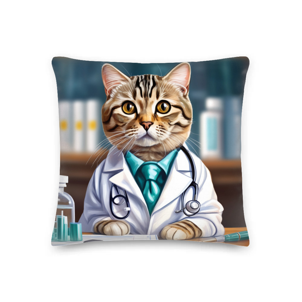 PugMug Custom Tabby Scottish Fold Cat Premium Pillow
