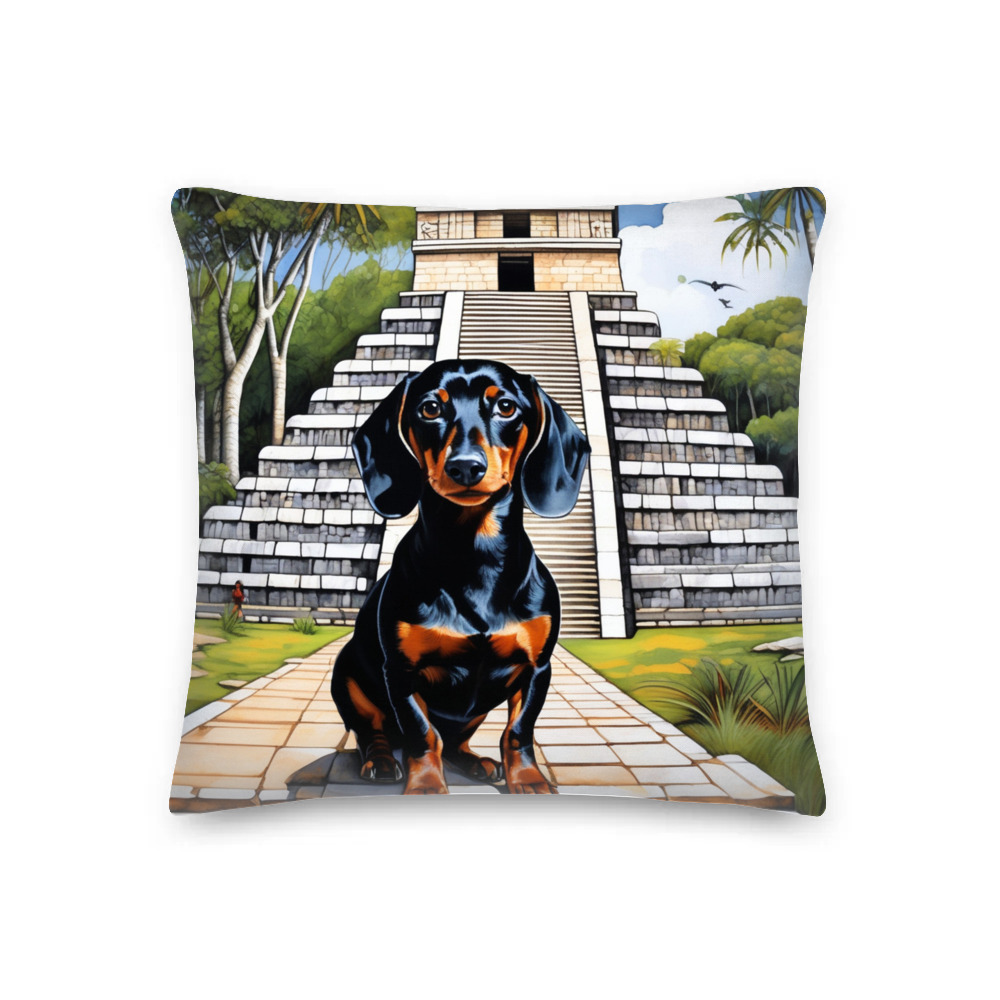 PugMug Custom Black Dachshund Premium Pillow