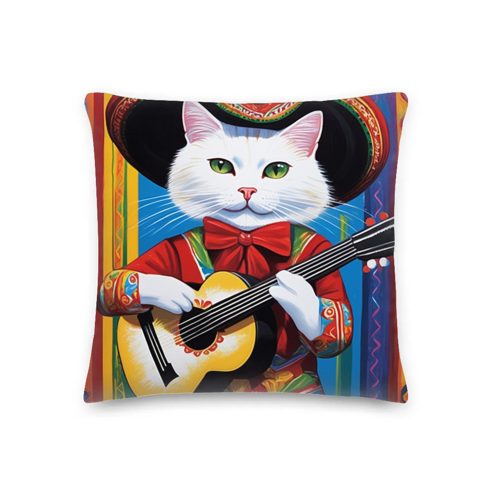 PugMug Custom White Companion Cat Premium Pillow