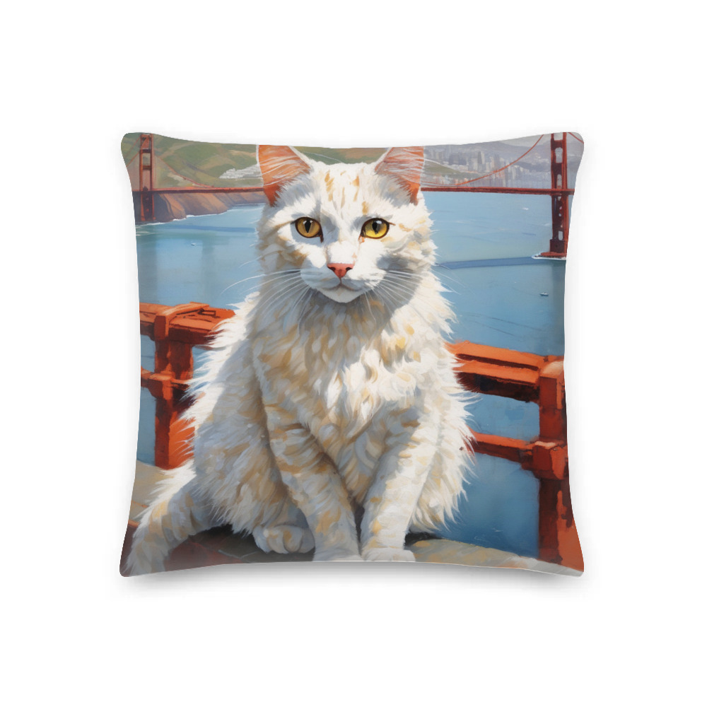 PugMug Custom White Companion Cat Premium Pillow