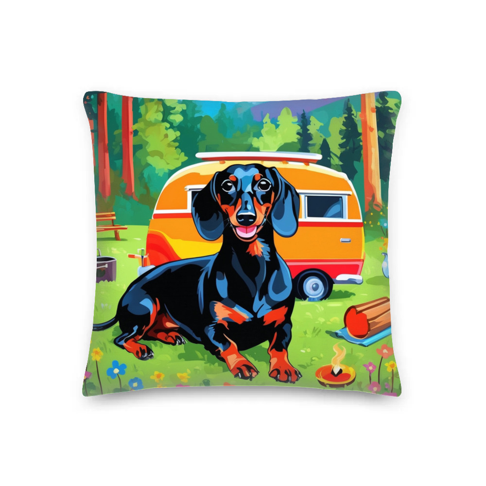 PugMug Custom Black Dachshund Premium Pillow