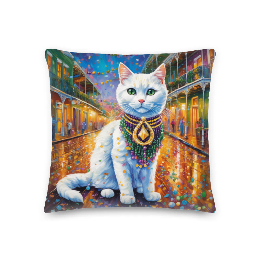 PugMug Custom White Companion Cat Premium Pillow