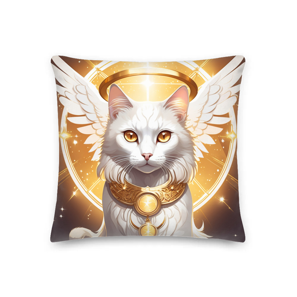 PugMug Custom White Companion Cat Premium Pillow