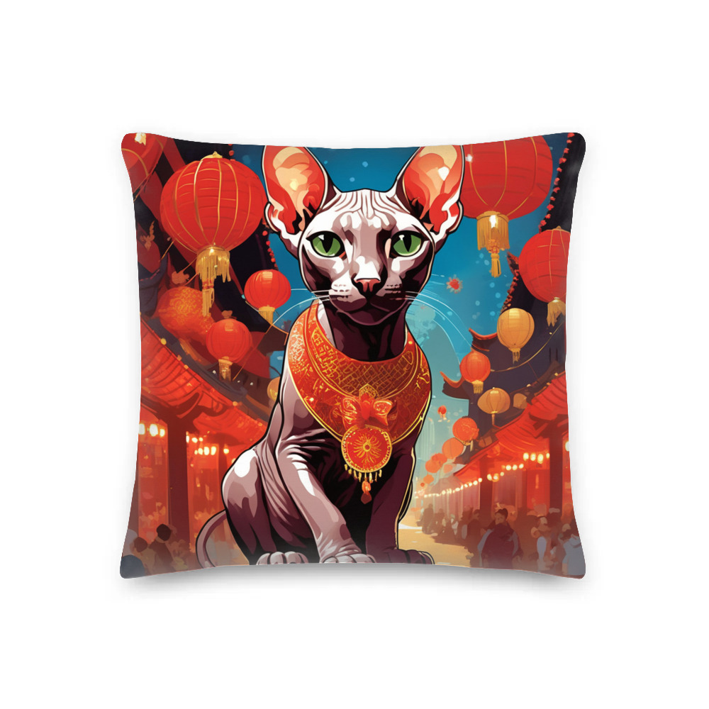 PugMug Custom Tabby Sphynx Cat Premium Pillow