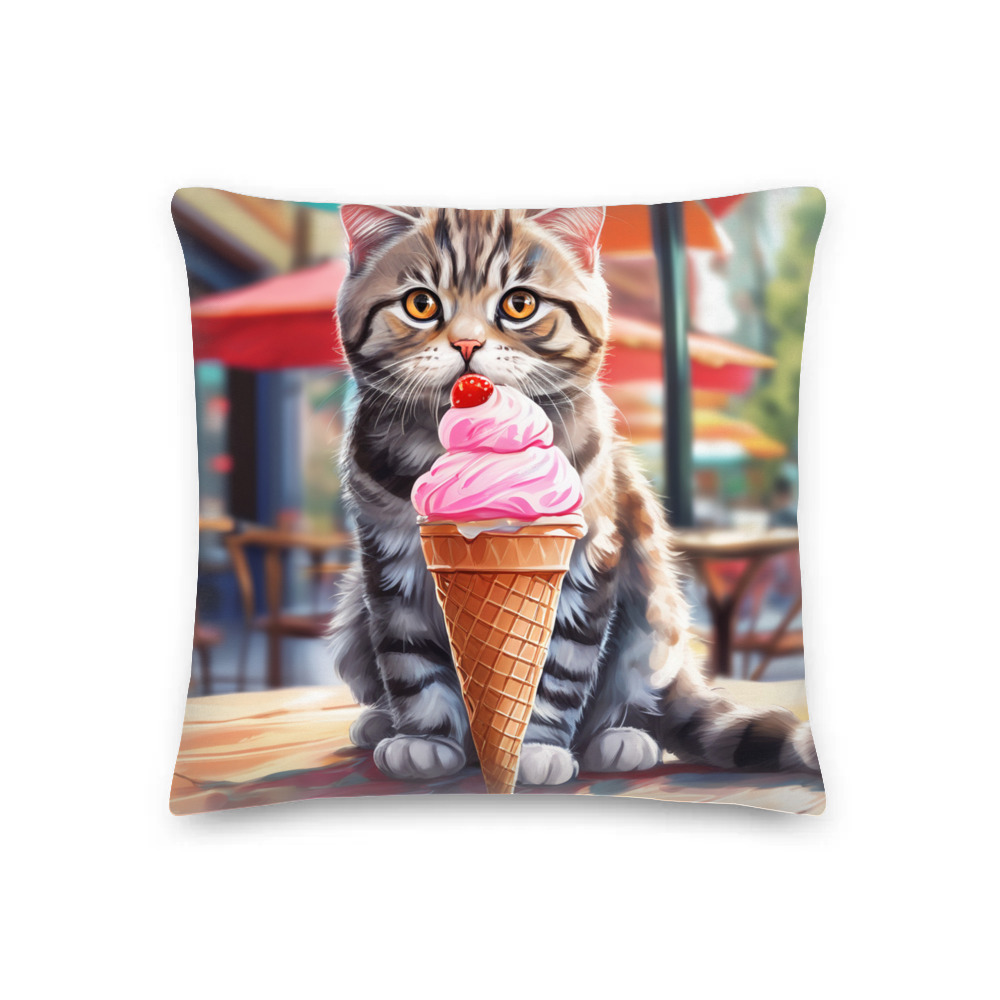PugMug Custom Tabby Scottish Fold Cat Premium Pillow