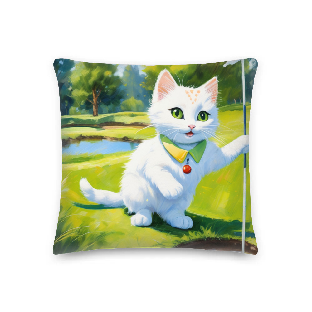 PugMug Custom White Companion Cat Premium Pillow