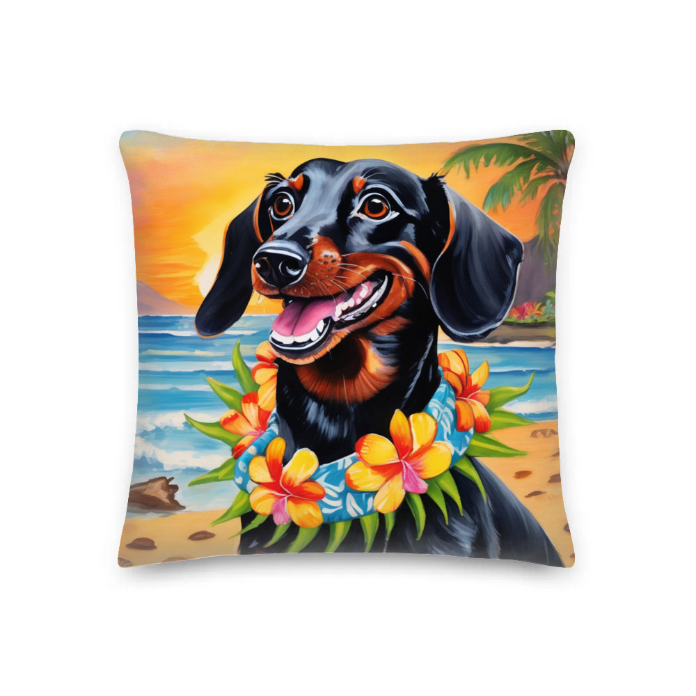 PugMug Custom Black Dachshund Premium Pillow