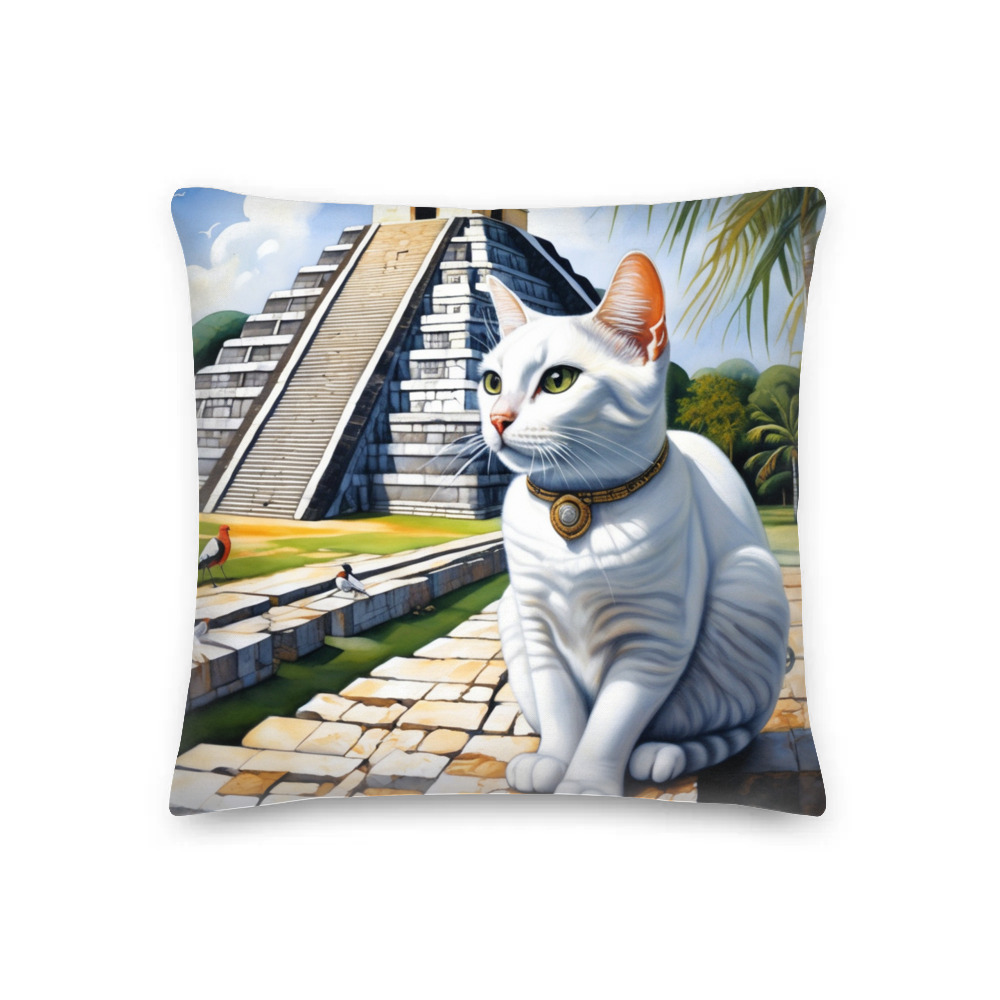 PugMug Custom White Companion Cat Premium Pillow