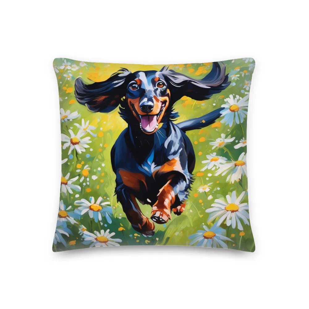 PugMug Custom Black Dachshund Premium Pillow