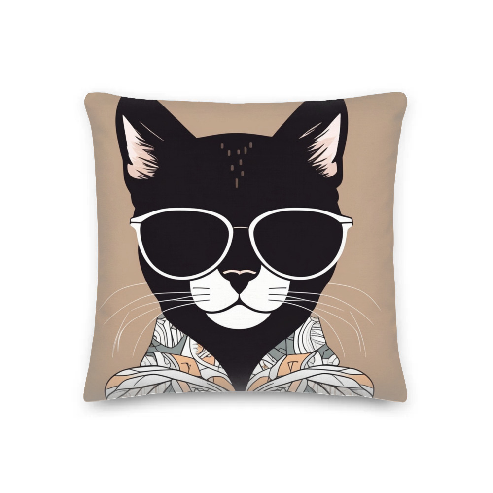 PugMug Custom Black Exotic Cat Premium Pillow