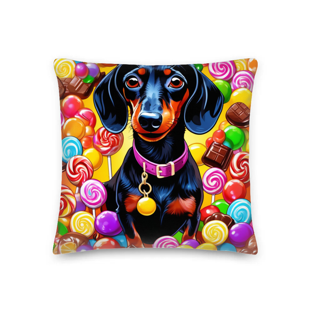 PugMug Custom Black Dachshund Premium Pillow