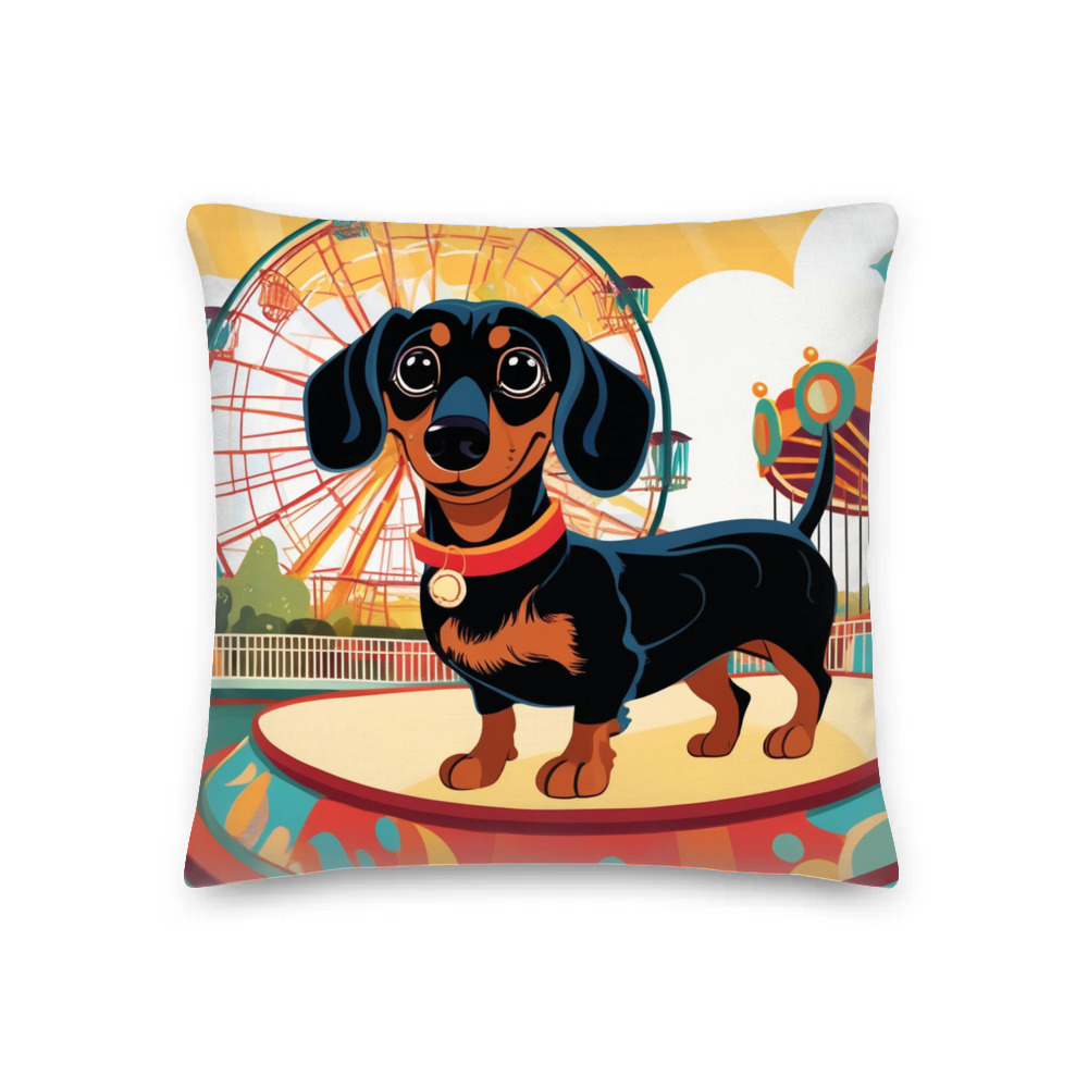 PugMug Custom Black Dachshund Premium Pillow