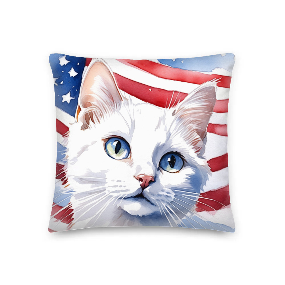PugMug Custom White Companion Cat Premium Pillow