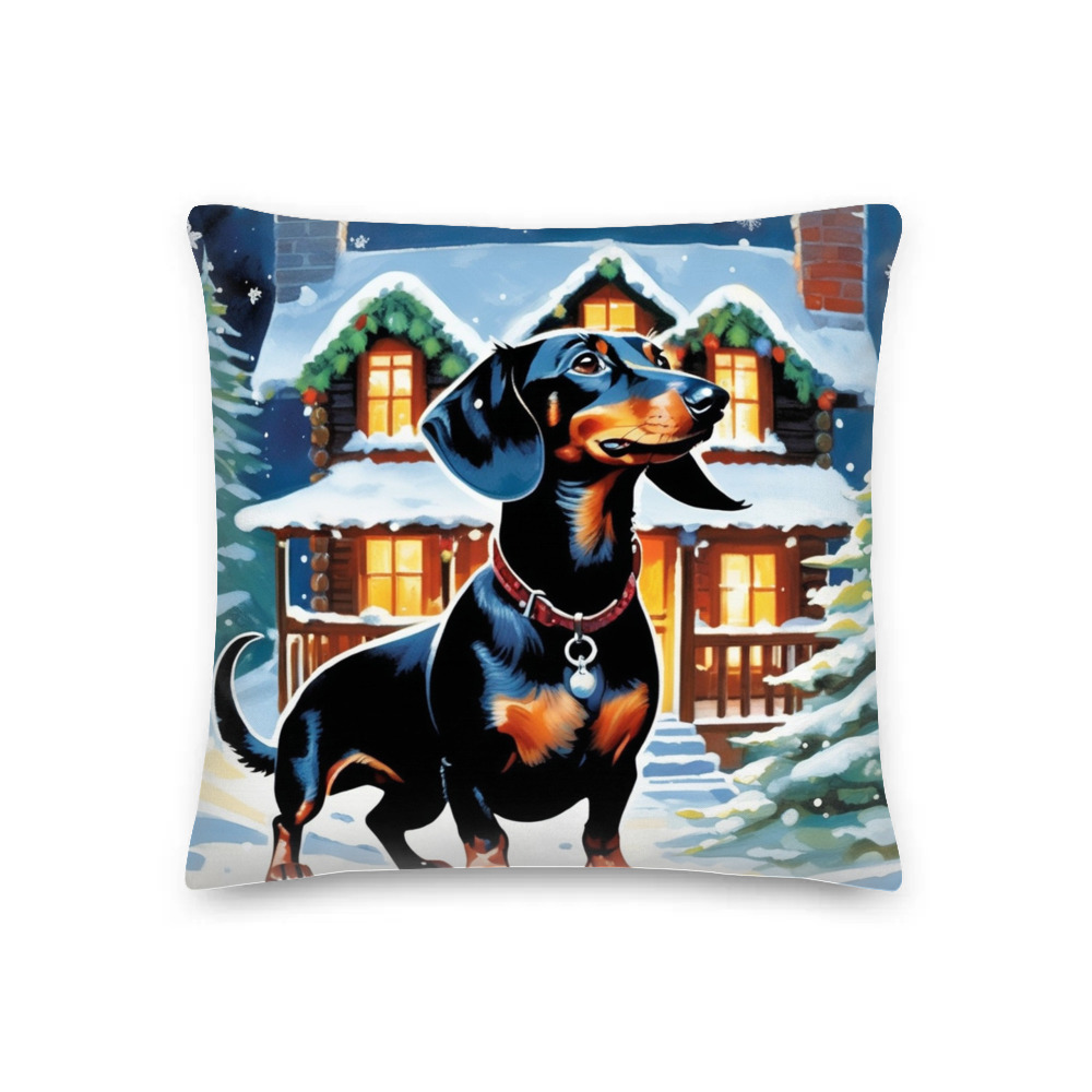 PugMug Custom Black Dachshund Premium Pillow