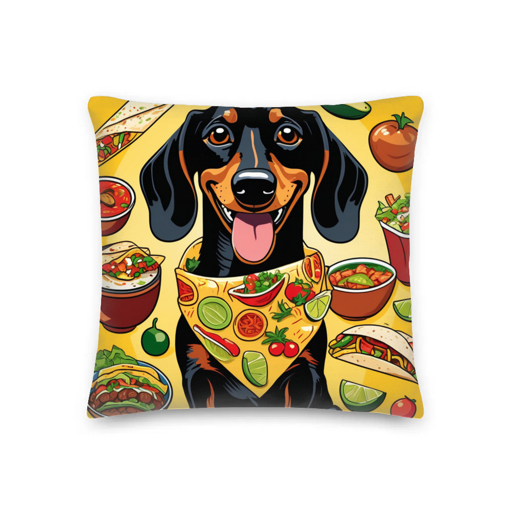 PugMug Custom Black Dachshund Premium Pillow