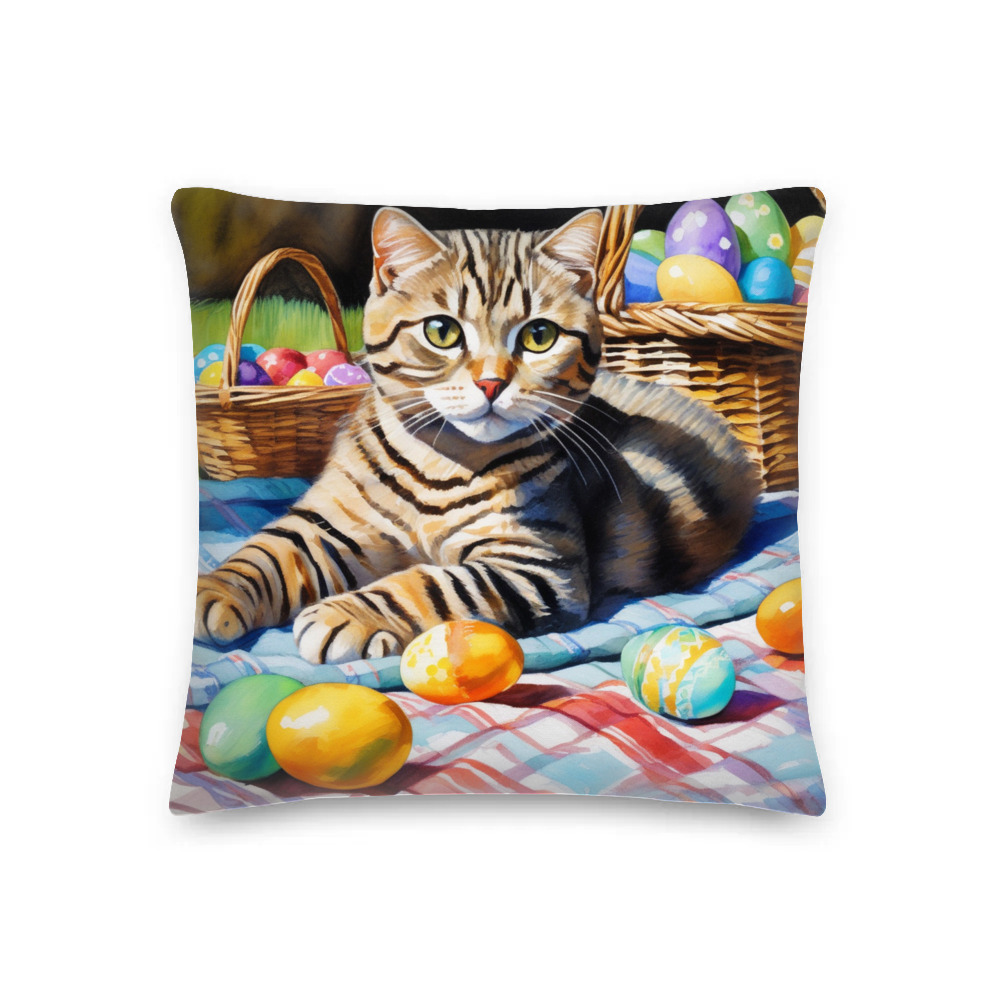 PugMug Custom Tabby Scottish Fold Cat Premium Pillow