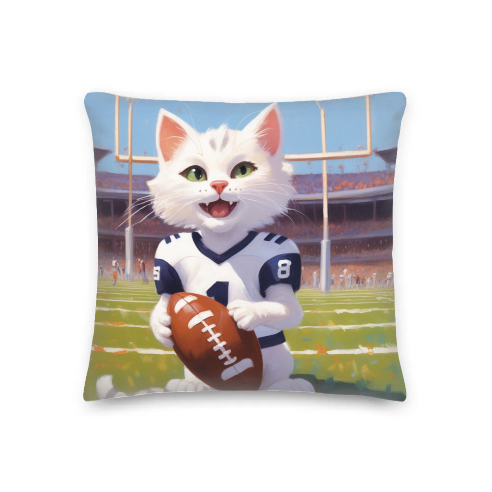PugMug Custom White Companion Cat Premium Pillow