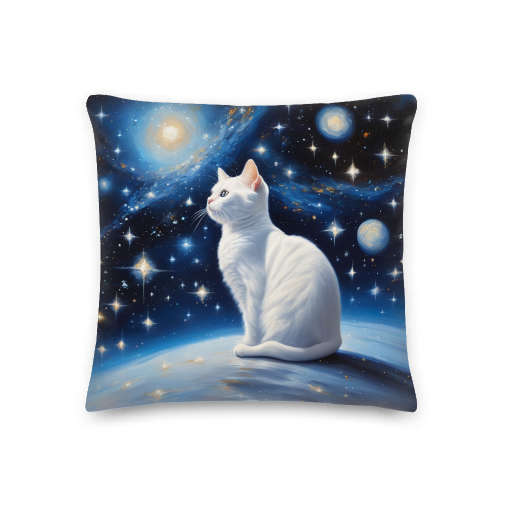 PugMug Custom White Companion Cat Premium Pillow