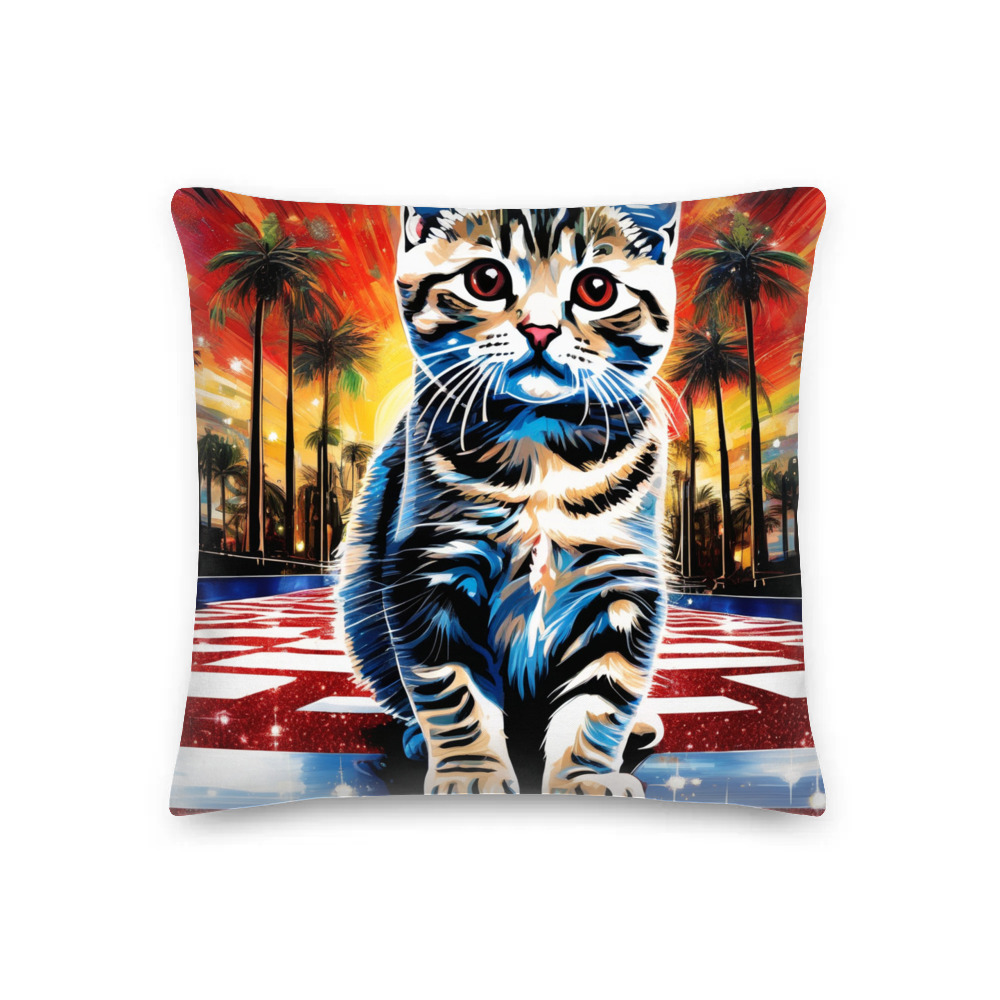 PugMug Custom Tabby Scottish Fold Cat Premium Pillow