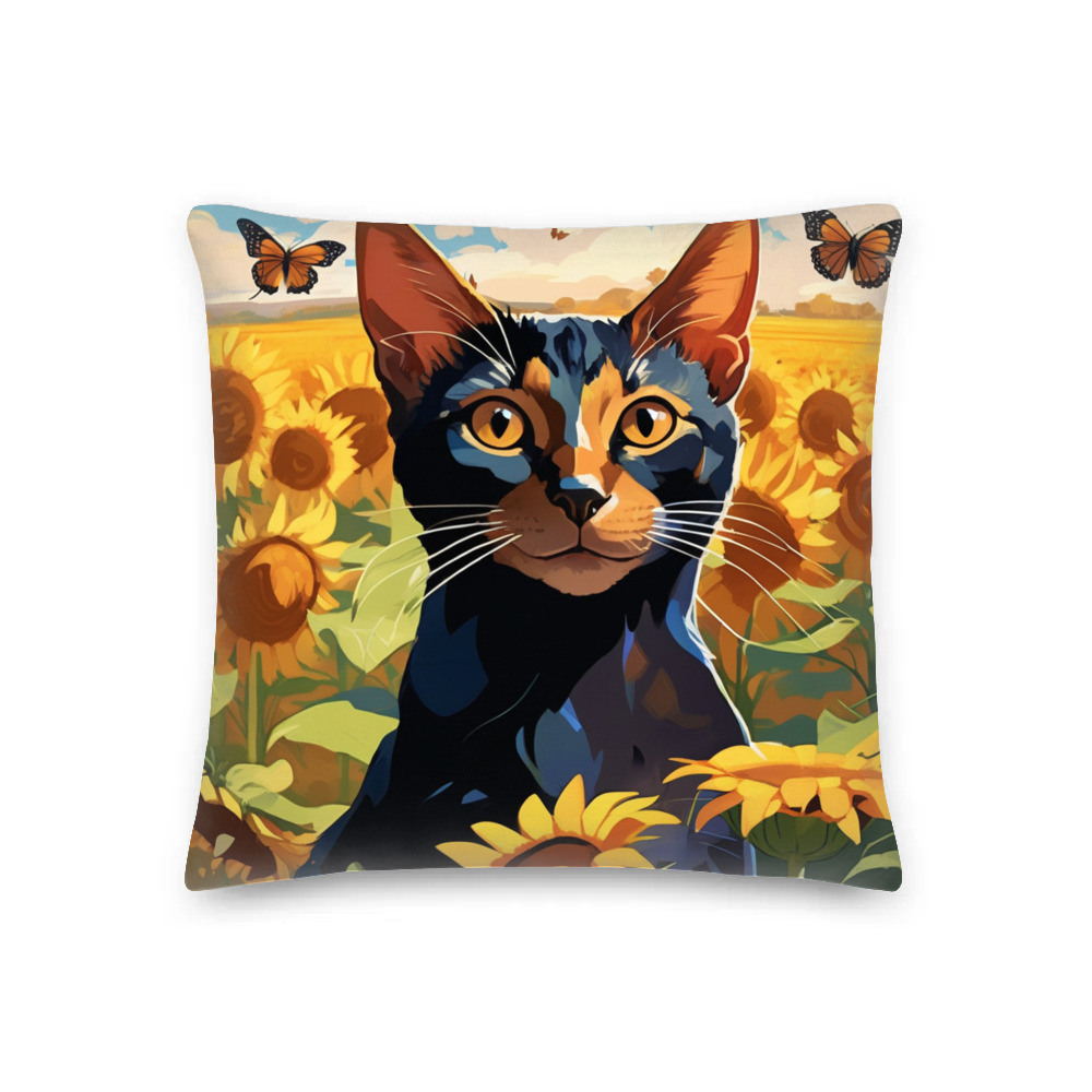 PugMug Custom Black Abyssinian Cat Premium Pillow