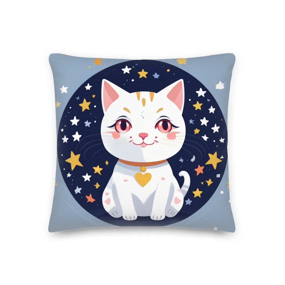 PugMug Custom White Companion Cat Premium Pillow