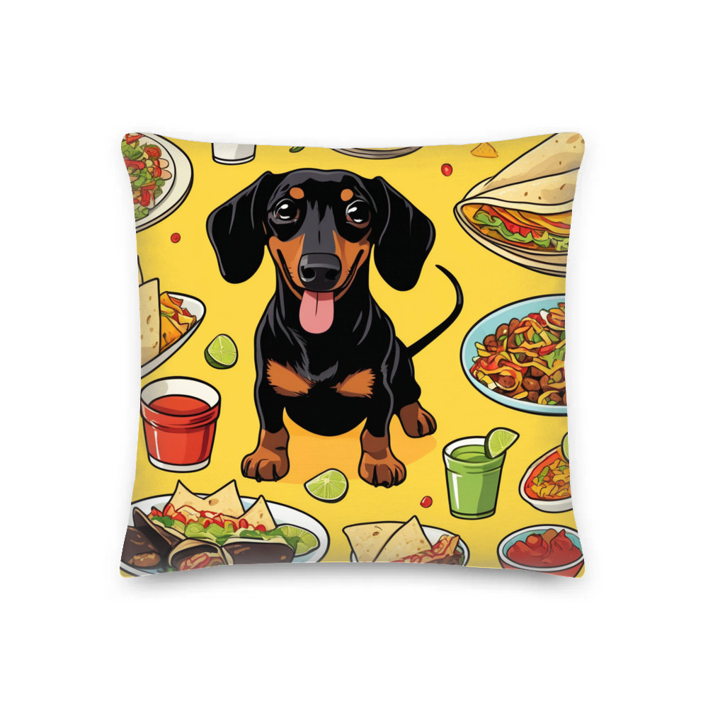 PugMug Custom Black Dachshund Premium Pillow