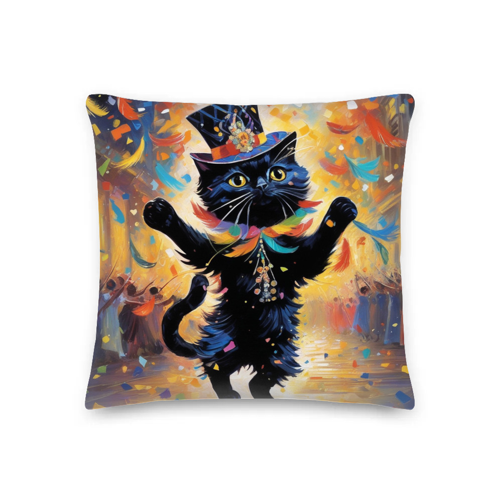 PugMug Custom Black Scottish Fold Cat Premium Pillow